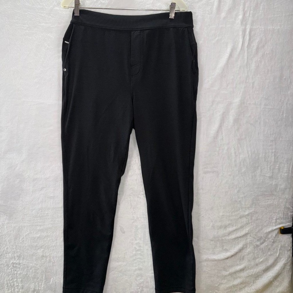 Vuori Men's L Black Fleece-Lined Joggers Zip Pockets Reflective Athletic Pants